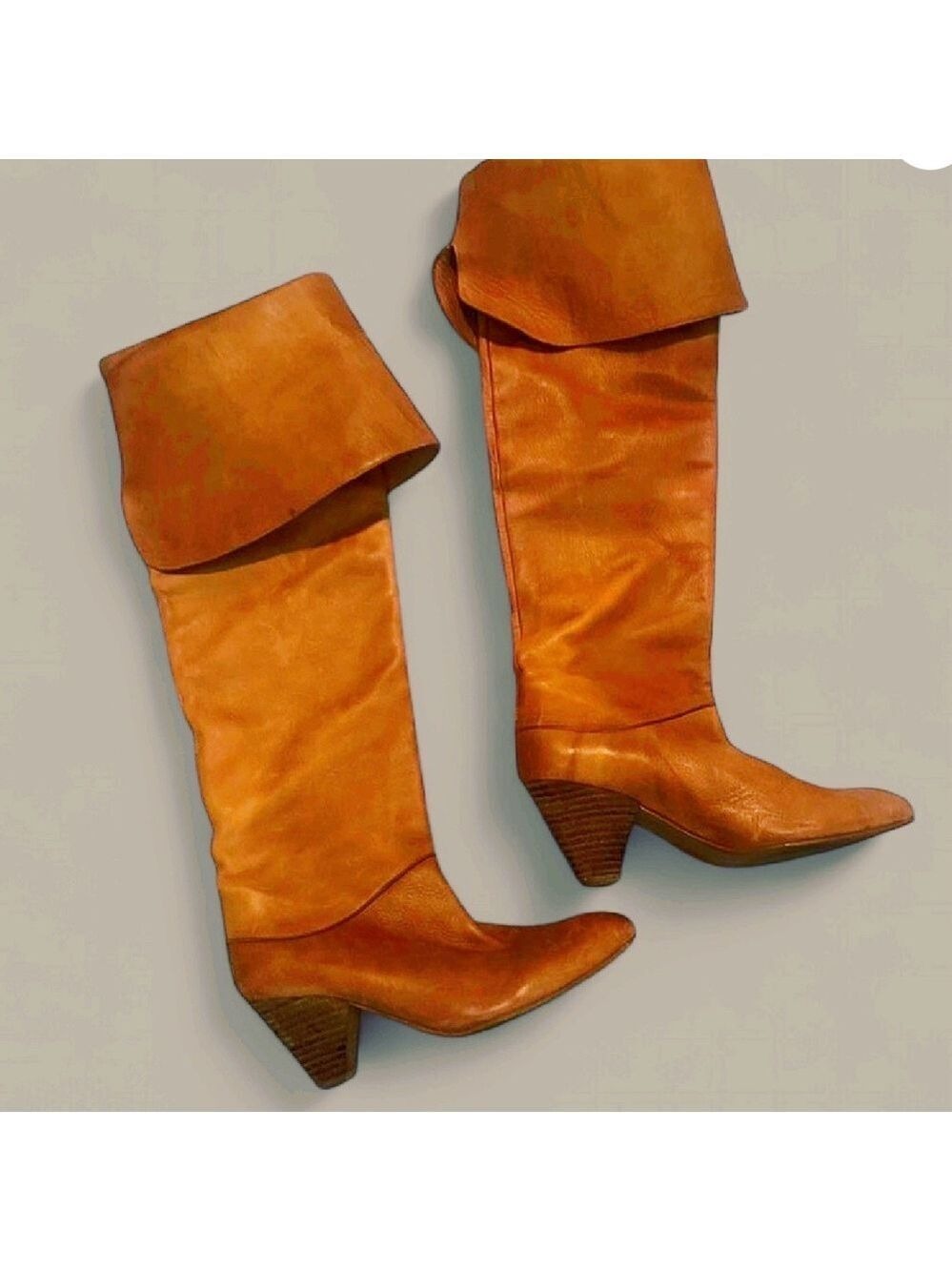 Free People Tan leather vintage over the knee boots size 37 - Picture 6 of 13
